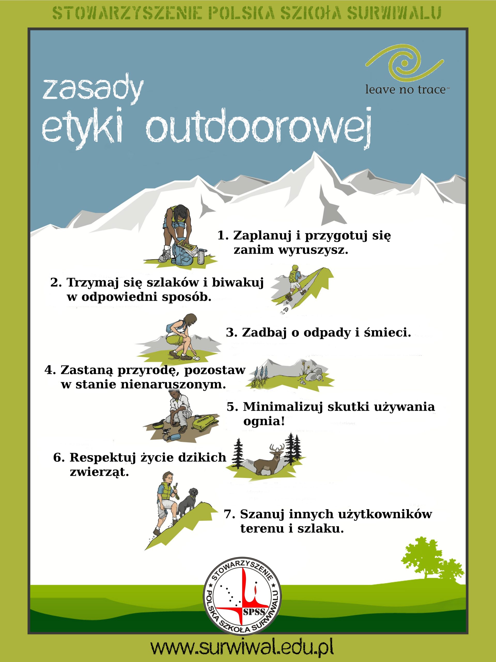 siedem zasad Leave no Trace - etyka outdoorowa podstawą funkcjonowania programu Zanocuj w Lesie